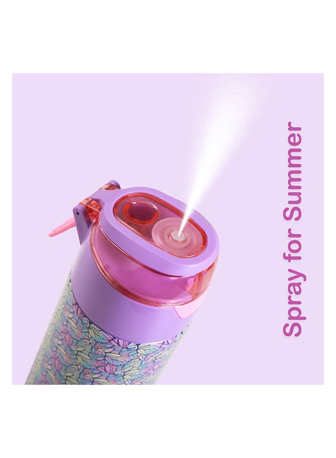 Eazy Kids - Personalized Insulated Stainless Steel Water Bottle w / Spray -Butterfly, 640ml Purple - Image 5