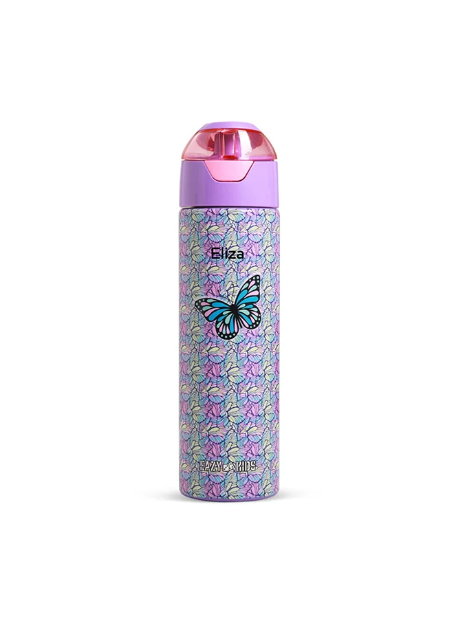 Eazy Kids Eazy Kids - Personalized Insulated Stainless Steel Water Bottle w / Spray -Butterfly, 640ml Purple