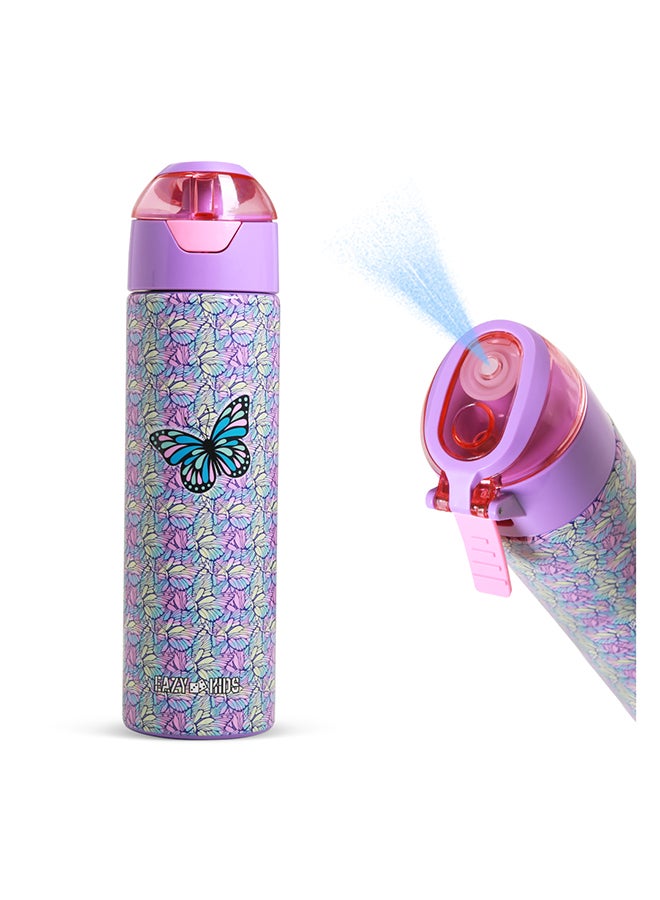 Eazy Kids - Personalized Insulated Stainless Steel Water Bottle w / Spray -Butterfly, 640ml Purple - Image 2
