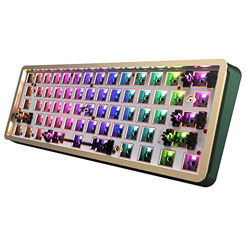 DRAOZA GK61 Custom DIY Gaming Mechanical Keyboard Kit, Aluminum Metal CNC Shell, RGB Hot Swap 3pin/5pin Switch, Programmable Triple Mode Bluetooth 5.0/USB-C Wired/2.4GHz Wireless(Green) - Image 1