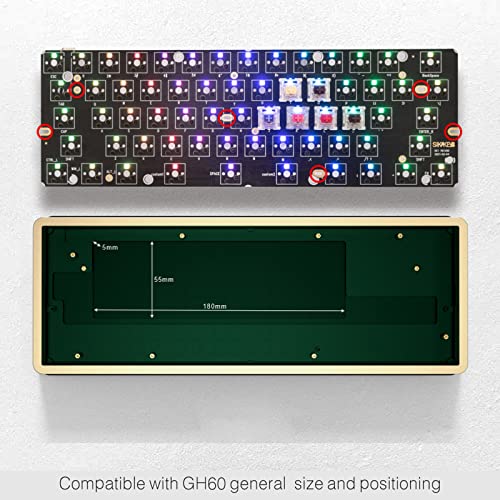 DRAOZA GK61 Custom DIY Gaming Mechanical Keyboard Kit, Aluminum Metal CNC Shell, RGB Hot Swap 3pin/5pin Switch, Programmable Triple Mode Bluetooth 5.0/USB-C Wired/2.4GHz Wireless(Green) - Image 4