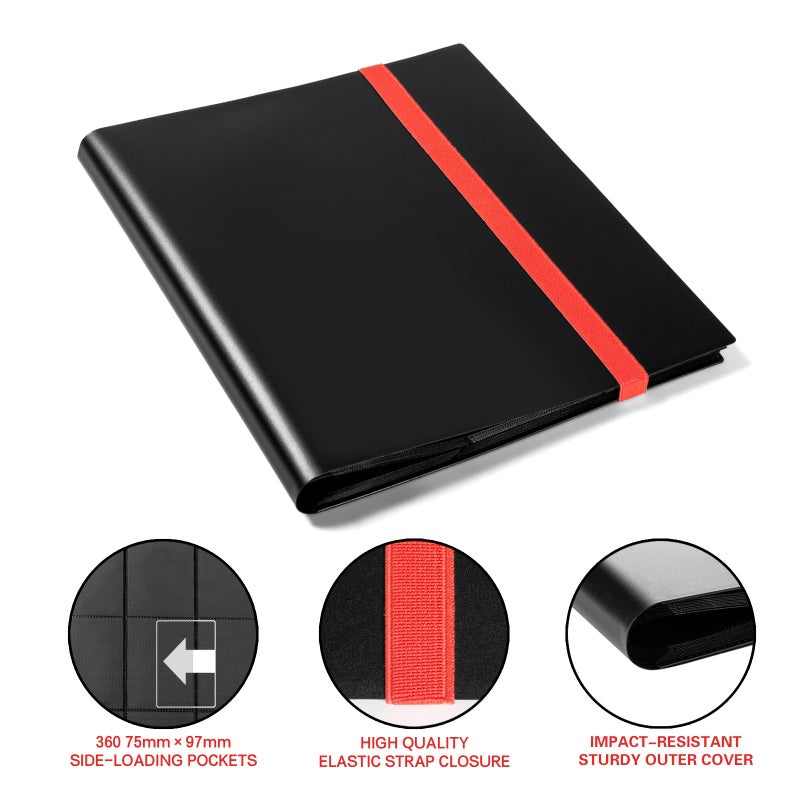 GEAoffice Card Binder, 9 Pockets Trading Card Album Folder, 360 Side Loading Pocket Binder for Sports&Game Cards, MTG and Other TCG, ATCs, Black - Image 2