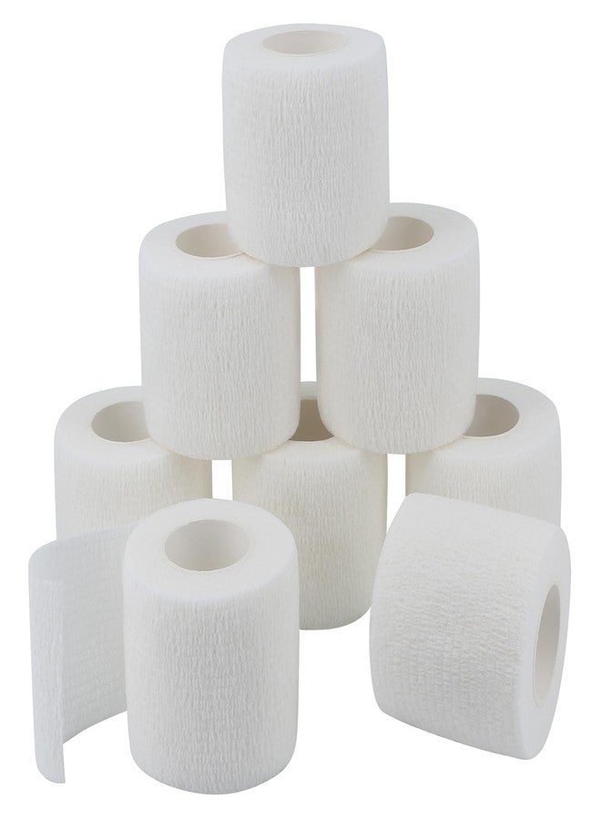 GooGou Self Adherent Wrap Bandages Self Adhering Cohesive Tape Elastic Athletic Sports Tape for Sports Sprain Swelling and Soreness on Wrist and Ankle 8PCS 2 in X 14.7 ft (White) - Image 1