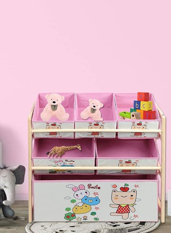 Hanayo Toys Organizer Kids Toy Storage Organizer 6 Storage Bins Extra Large Capacity Best Toy Organizer with Storage Box Multifunctional Toy Box and Storage Rack Nursery and Kids Room Boys Girls(Pink) - Image 3