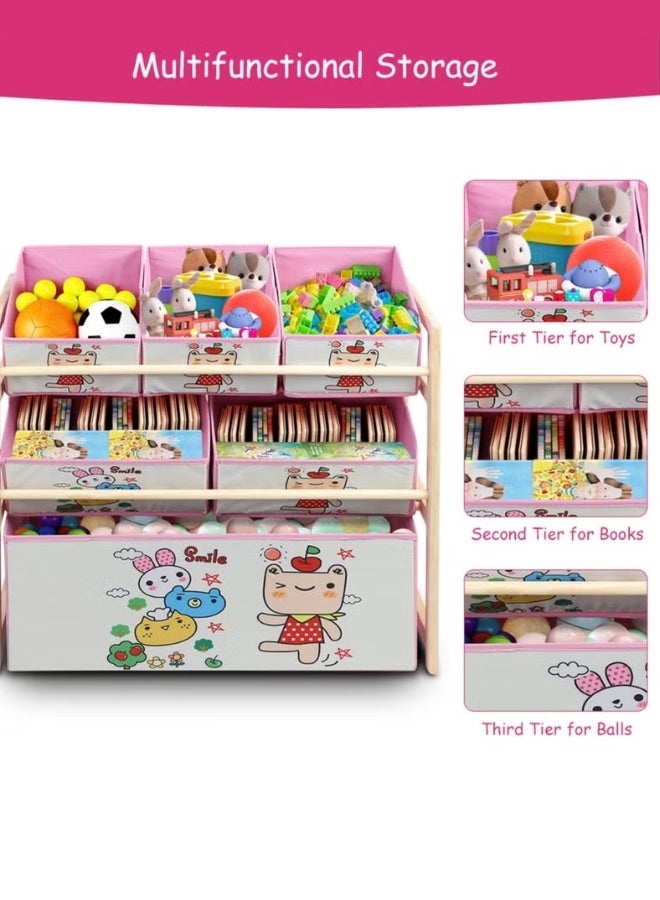 Hanayo Toys Organizer Kids Toy Storage Organizer 6 Storage Bins Extra Large Capacity Best Toy Organizer with Storage Box Multifunctional Toy Box and Storage Rack Nursery and Kids Room Boys Girls(Pink) - Image 4