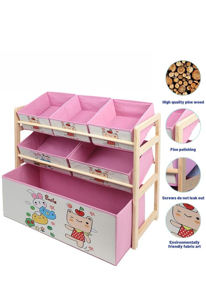 Hanayo Toys Organizer Kids Toy Storage Organizer 6 Storage Bins Extra Large Capacity Best Toy Organizer with Storage Box Multifunctional Toy Box and Storage Rack Nursery and Kids Room Boys Girls(Pink) - Image 5