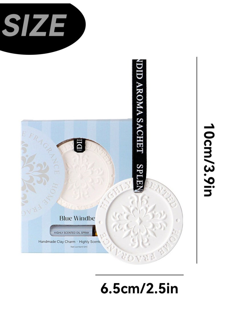 Aromancy Blue Windbell Scented Hanging Plaster Diffuser Set Aromatherapy Stone Ornament with 5ml Highly Scented Oil Spray Home & Car Fragrance Decor for Closet Wardrobe Office Ramadan Gift - Image 2