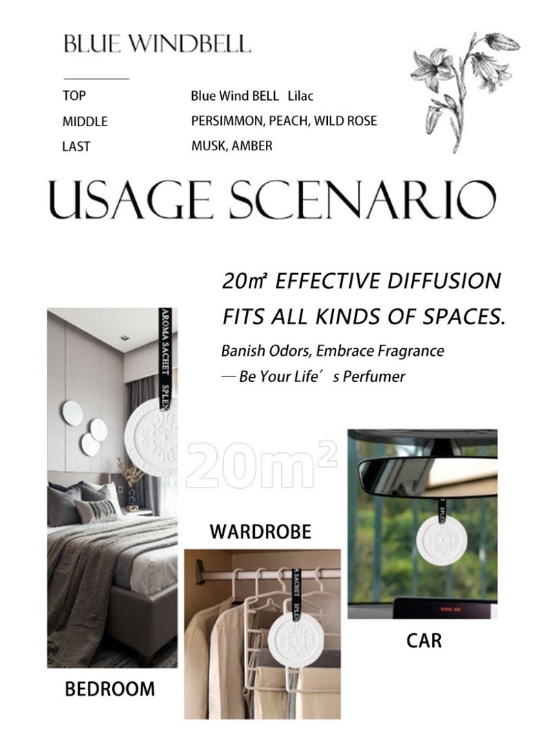 Aromancy Blue Windbell Scented Hanging Plaster Diffuser Set Aromatherapy Stone Ornament with 5ml Highly Scented Oil Spray Home & Car Fragrance Decor for Closet Wardrobe Office Ramadan Gift - Image 4