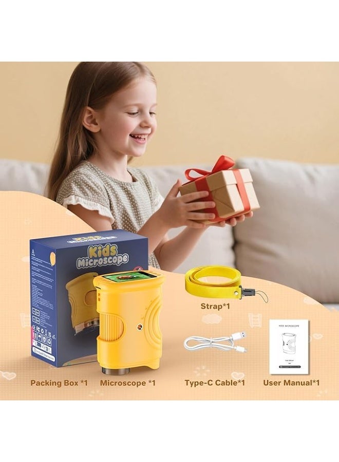 1000 x Portable Children's Microscope Magnifying Glass: Digital Microscope for 2.0 Inch IPS & 8 LED Light – Gift for Girls 4-12 Years, Boy, Girl, Mini Magnifying Glass – Kids Toy - Image 2