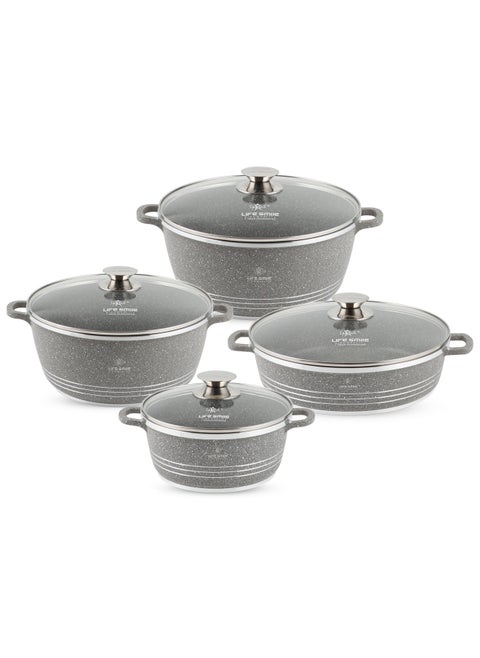 8-Piece Granite Cookware Set Kitchen Pots and Pans Set Includes Stock Pots and Low Pot Non Stick Cooking Set Healthy 100% PFOA & PFAS Free