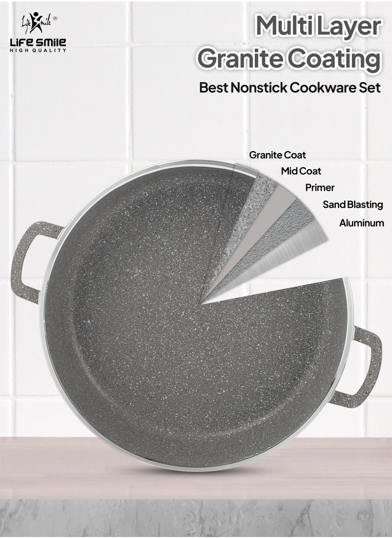 Life Smile - 8-Piece Granite Cookware Set Kitchen Pots and Pans Set Includes Stock Pots and Low Pot Non Stick Cooking Set Healthy 100% PFOA & PFAS Free - Image 1