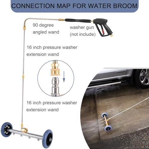 KAKO Undercarriage Pressure Washer Attachment, 2-in-1 Undercarriage Pressure Cleaner Washer 16 Inch, 4000 PSI Under Car Pressure Washer Attachment with 3 Pcs Extension Wand by KAKO - Image 5