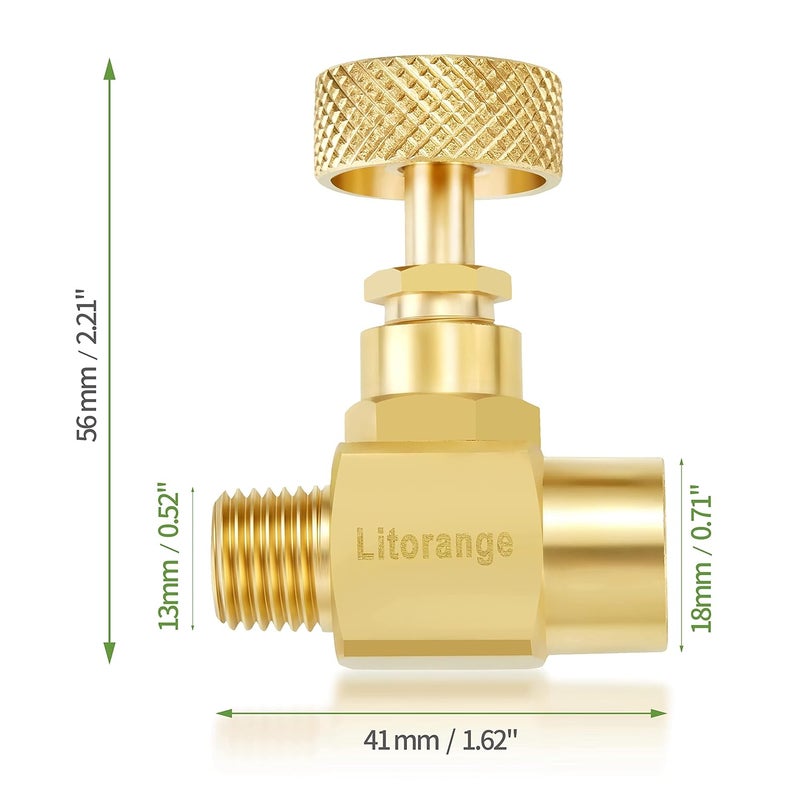 LitOrange 1 Pack Heavy Duty Brass Replacement Control Needle Valve 1/4" Male NPT X 1/4" Female NPT Connection（Pack of 1) - Image 2