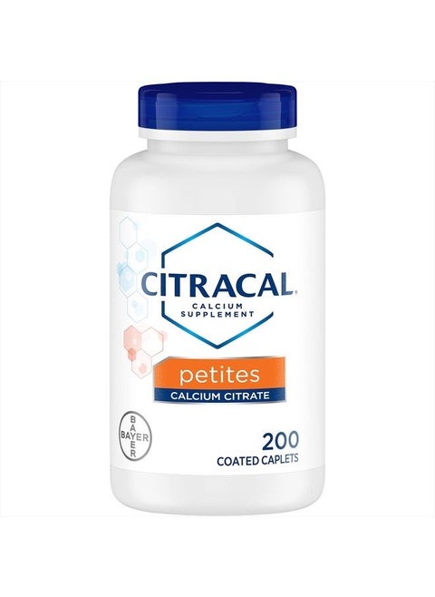 Citracal Petites, Highly Soluble, Easily Digested, 400 mg Calcium Citrate With 500 IU Vitamin D3, Bone Health Supplement for Adults, Relatively Small Easy-to-Swallow Caplets, 200 Count