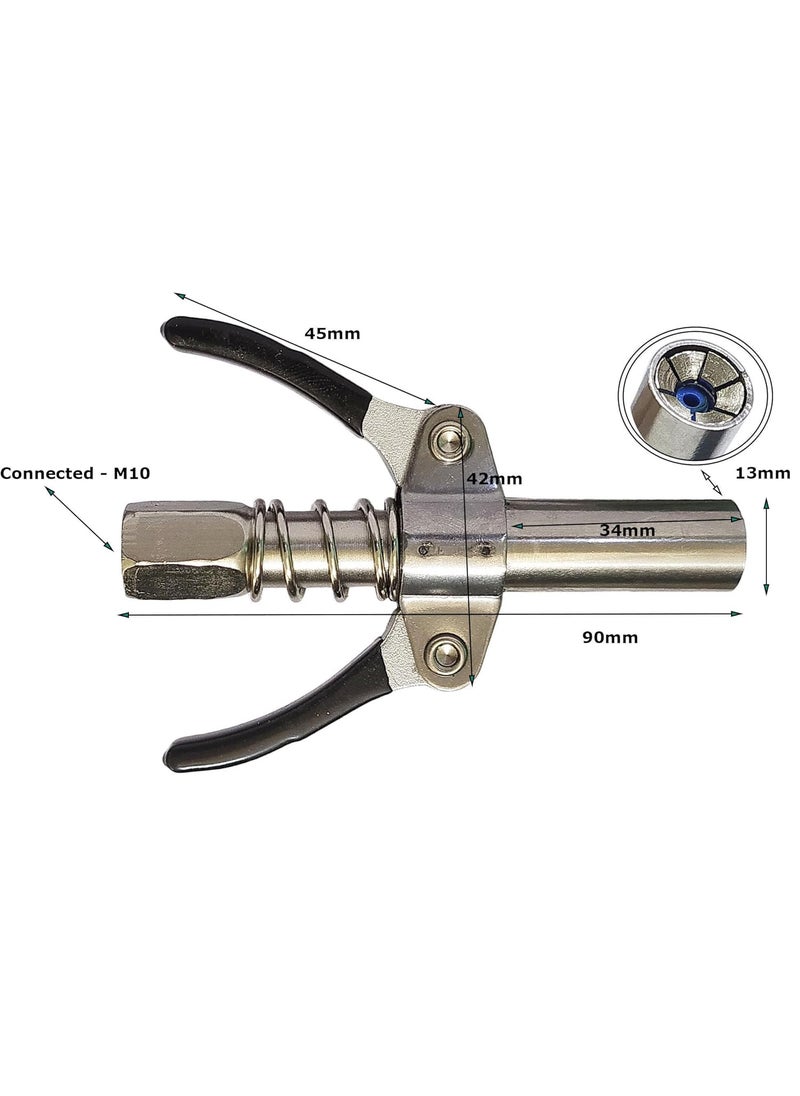 Inditrust - Inditrust 1pc Double handle Grease Gun Coupler with 1pc 30cm Hose 10000 PSI compatible with All Grease Guns 18 - Image 1