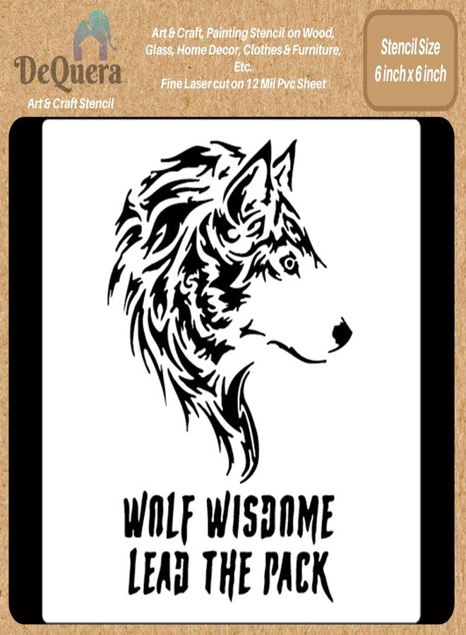 DeQuera Home Quotes Stencils for Craft and Art - Wolf Anilmal Stencil-Reusable DIY Stencils for Painting - Home Decor Stencils for Wall Painting - Quote Stencils of Animals Size 6 x 6 Inch, DQL-1183 - Image 1