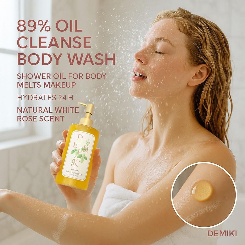 DEMIKI Body Wash Shower Oil Cleanser for WomenJapanese Bath Oil Skin So Soft Moisturizing bodywash Body Oil Cleanser Natural Shower Gel Body Care SulfateFreeParabenFree 10 floz - Image 2