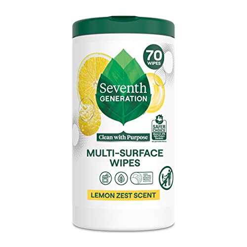 Seventh Generation Multi-Surface Cleaning Wipes, Lemon Zest Scent, Cuts Grease & Grime, 70 Wipes - Image 1
