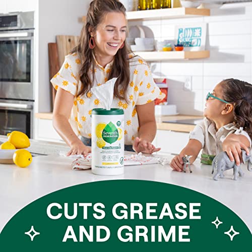 Seventh Generation Multi-Surface Cleaning Wipes, Lemon Zest Scent, Cuts Grease & Grime, 70 Wipes - Image 3
