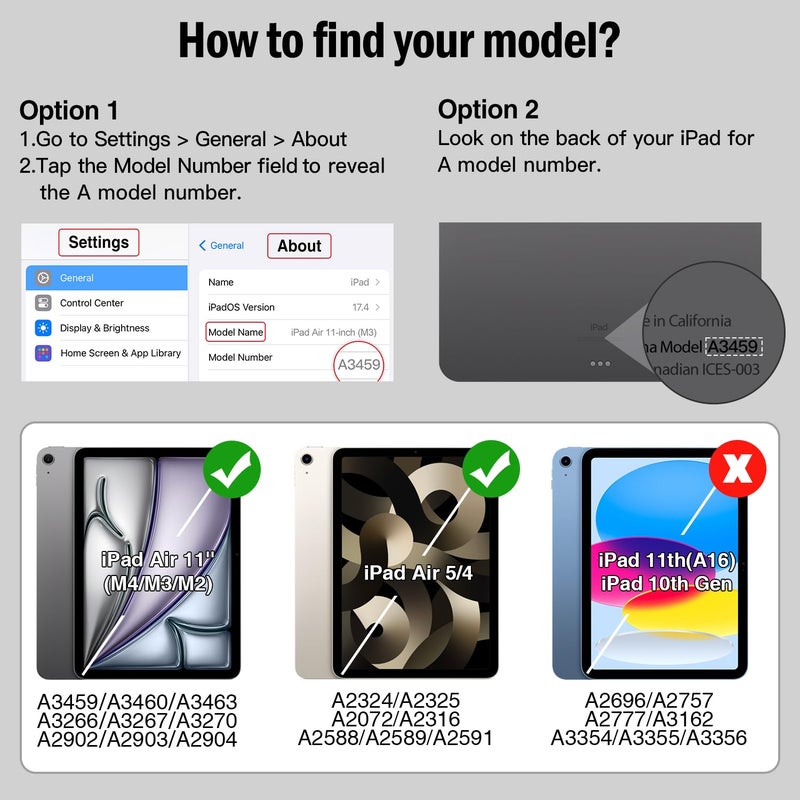 Antbox Case for iPad Air 11-inch M4/M3/M2 (2026/2025/2024), iPad Air 5th/4th Generation 10.9'' Vegan Leather with Pencil Holder Typing Angle Auto Sleep/Wake Muti-Stand (Blue) - Image 3