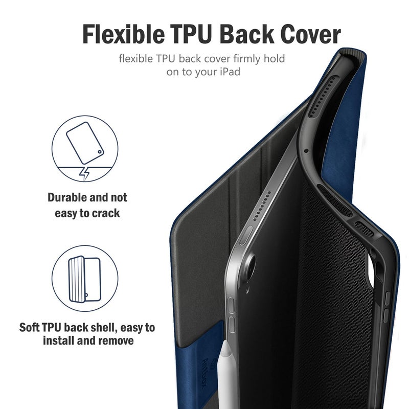 Antbox Case for iPad Air 11-inch M4/M3/M2 (2026/2025/2024), iPad Air 5th/4th Generation 10.9'' Vegan Leather with Pencil Holder Typing Angle Auto Sleep/Wake Muti-Stand (Blue) - Image 5