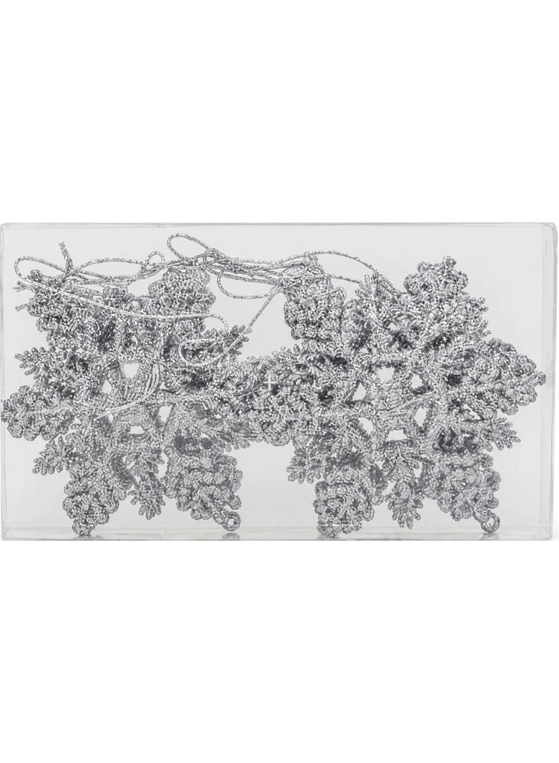 11CM 12PCS Snowflake Ornaments – Assorted Colours