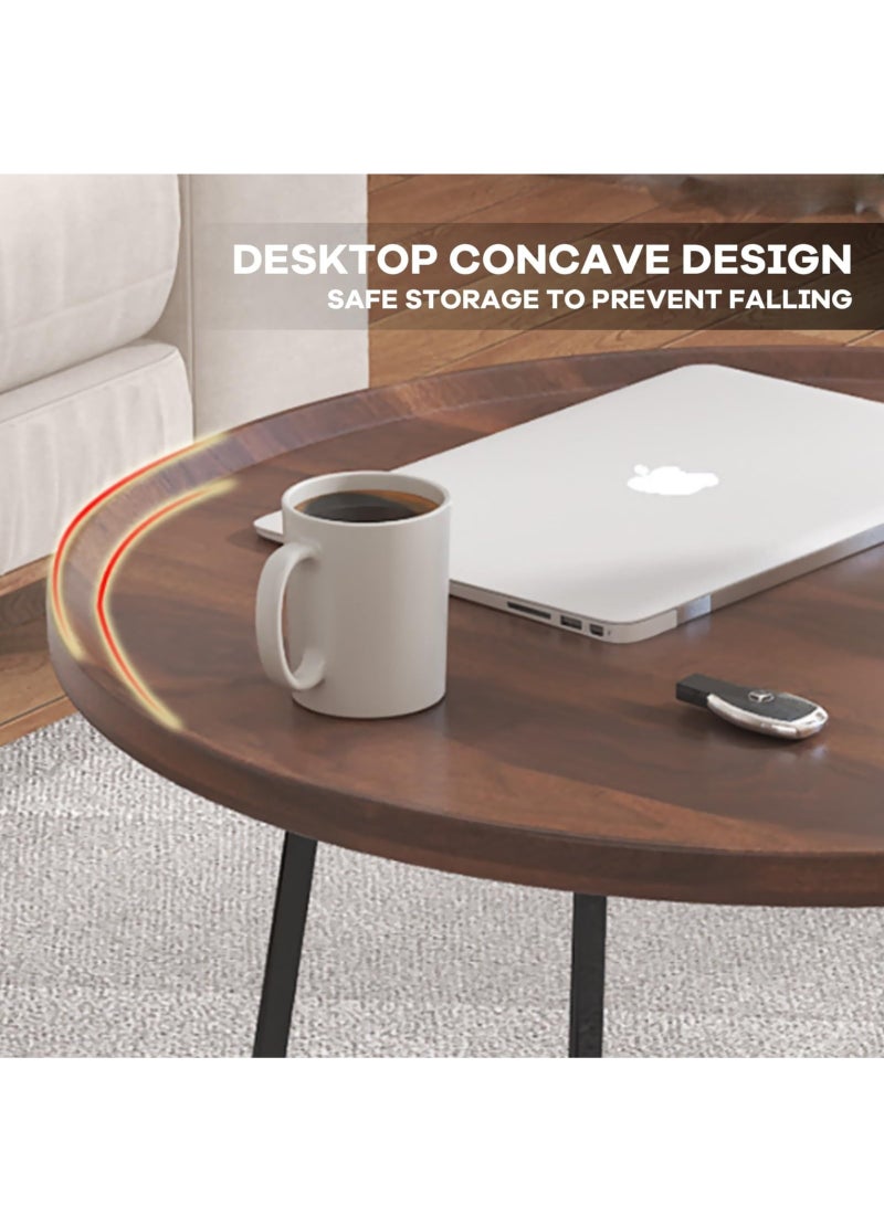 Coffee Table Set of 2, Wood Round End Table Side Tables, Nesting Table Modern Side Table,Medium Density Fiberboard and Metal Frame,Sturdy and Easy Assemblyfor Living Room Bedroom Office Balcony Yard,Walnut 50CM+70CM