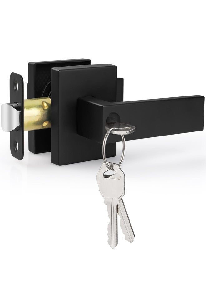 Estmoon Entry Door Handle, Black Door Knob with Lock and Key, Entrance Front Door Lock Heavy Duty Keyed Exterior Door Knob for Bedroom, Bathroom, Front Door, Office, 1 Pack - Image 1