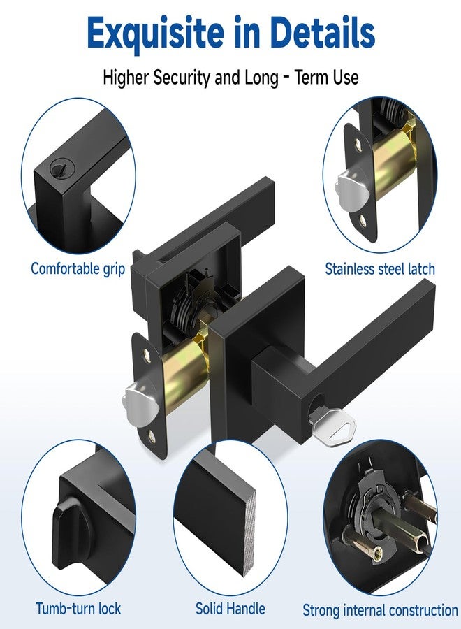 Estmoon Entry Door Handle, Black Door Knob with Lock and Key, Entrance Front Door Lock Heavy Duty Keyed Exterior Door Knob for Bedroom, Bathroom, Front Door, Office, 1 Pack - Image 3