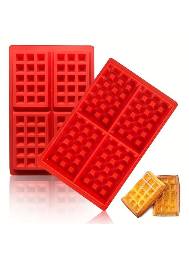 2pcs Waffle Silicone Molds Non Stick Oven Microwave Safe Baking Desserts - Image 1