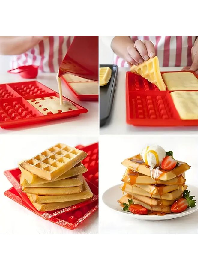 2pcs Waffle Silicone Molds Non Stick Oven Microwave Safe Baking Desserts - Image 3