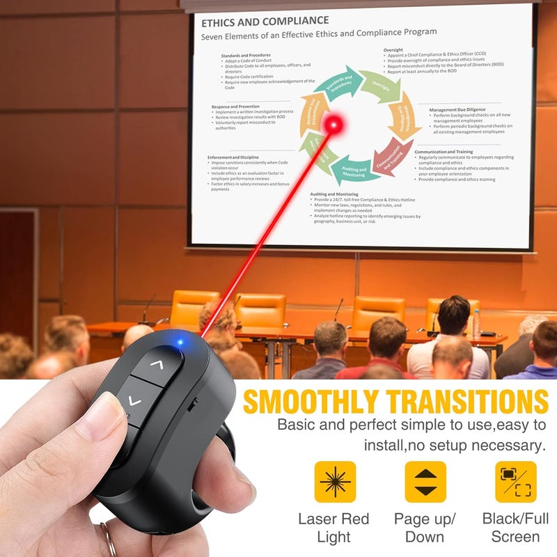 Dino Strike Presentation Clicker USB Rechargeable Powerpoint Clicker, Finger Ring RF 2.4GHz Wireless Presenter Remote Clicker for Powerpoint Presentations for Mac Laptop PC - Image 2