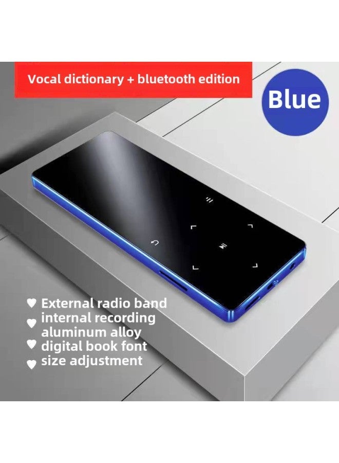 Genuine Goods Bluetooth Mp4 Touch Screen Mp3 Small Portable Music Player Walkman P3 Ebook Student Version-Colour:Blue Touch Version [bluetooth 5.4+sound Dictionary/enlarged Battery]-Capacity:128gb Has Downloaded Popular Resources (songs + Novels) - Official Standard + [protective Cover] - Image 1