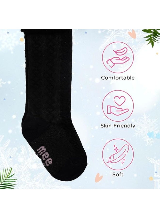 Mee Mee Baby Stockings | Unisex | Full Length | 100% Cotton |Stretchable| Snug Fit |Unisex Stockings | Pk of 2 | Black & Pink - Image 3