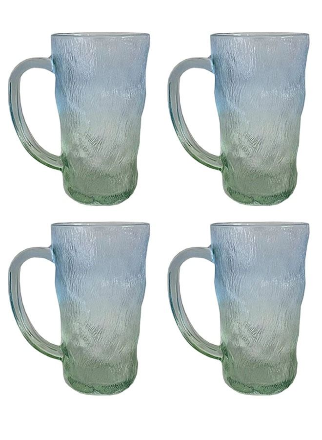 4 Pieces Household Glass Glacier Mugs with Handles Drinking Cups Cold Coffee Cup Set