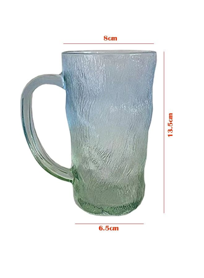 4 Pieces Household Glass Glacier Mugs with Handles Drinking Cups Cold Coffee Cup Set