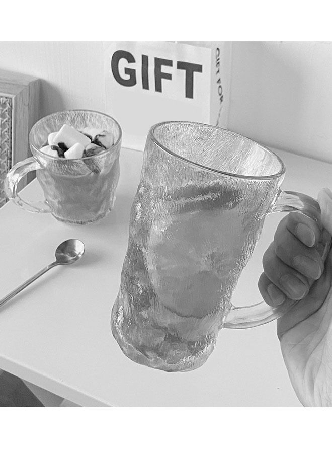 4 Pieces Household Glass Glacier Mugs with Handles Drinking Cups Cold Coffee Cup Set