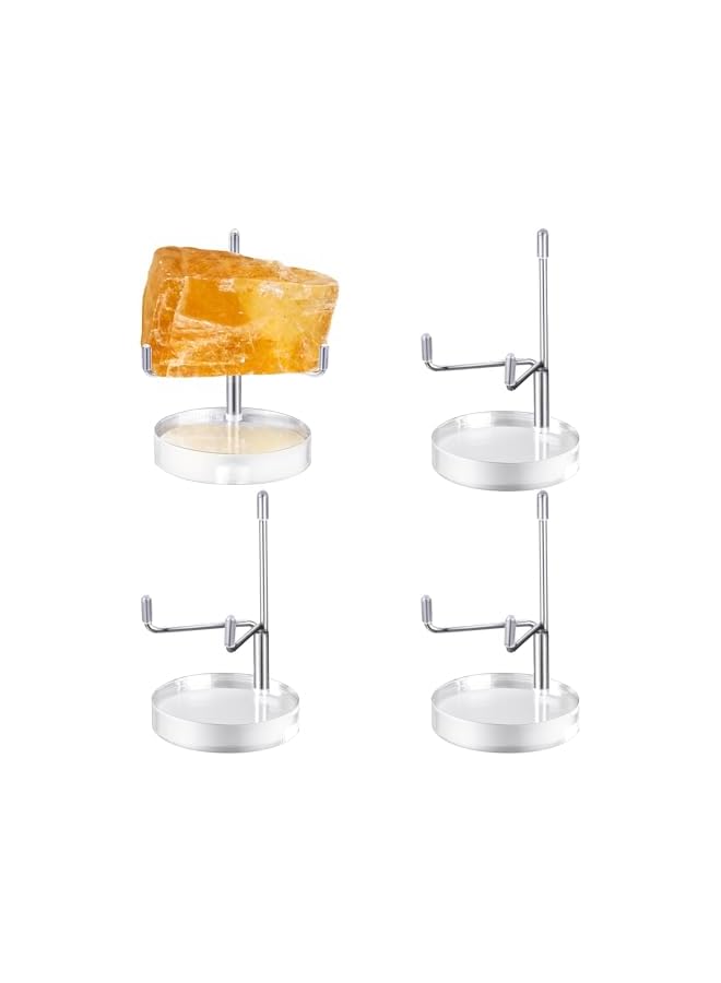 The Bros Adjustable Metal Arms Display Stand Easel, 4 Pcs Crystal Display Stand, Clear Display Easel Stands Pedestal, with Acrylic Base, Small Collectibles Display Stands for Mineral Agate Collectibles - Image 2