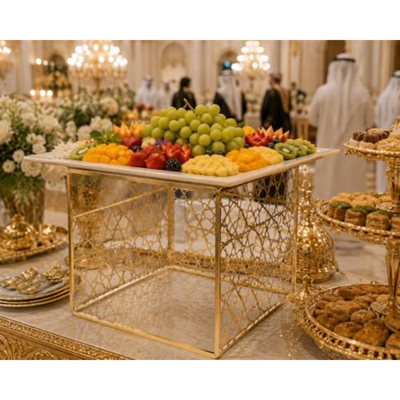 GN 1/2 Gold Elevation Stand 10" 25.4 cm Height, Decorative Buffet Riser for Catering and Events Laser-Cut Stainless Steel Display Stand, Durable Gold Finish for Food and Décor - Image 3