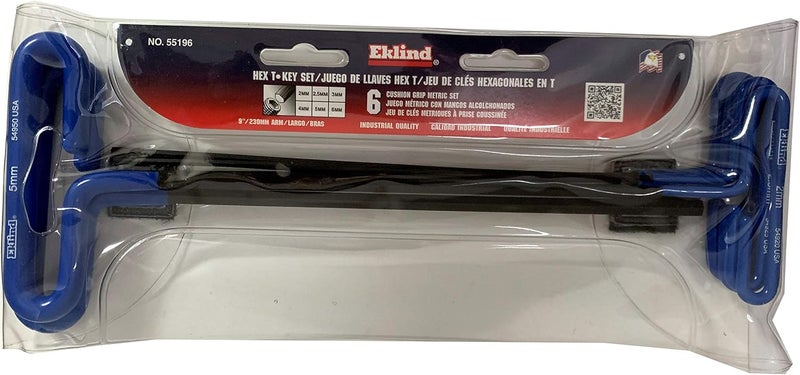 Eklind 55196 Cushion Grip Hex T-Key Allen Wrench Set - 6 Piece Metric Sizes 2-6 with 9 Inch Shaft - Image 2