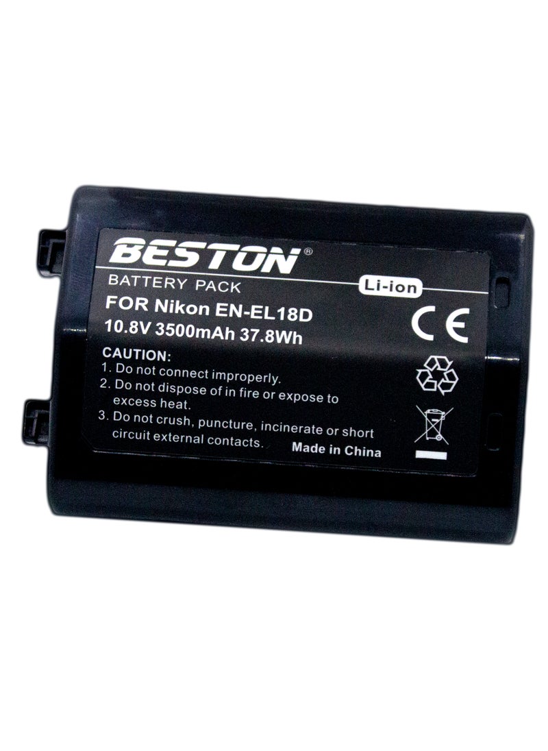 Beston Battery for Nikon EN-EL18D: Advanced rechargeable battery tailored for Nikon cameras utilizing EN-EL18D.