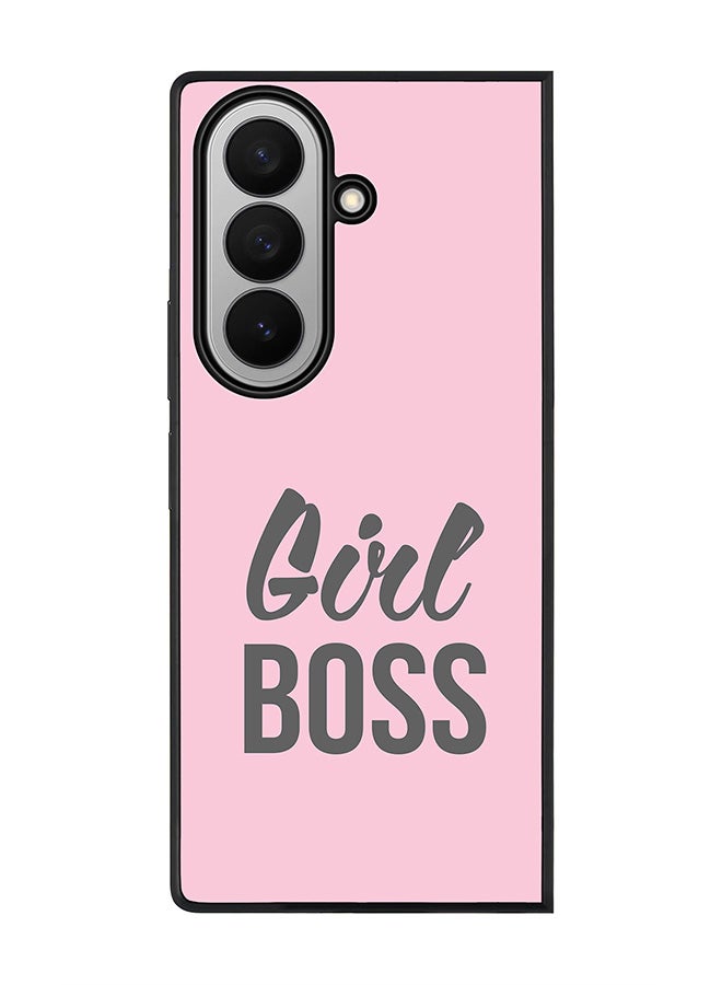 Stylizedd For Samsung Galaxy Z Fold7 Case,Slim fit Camera Protection, Shockproof Thin Phone cover  - Girl Boss (Pink)
