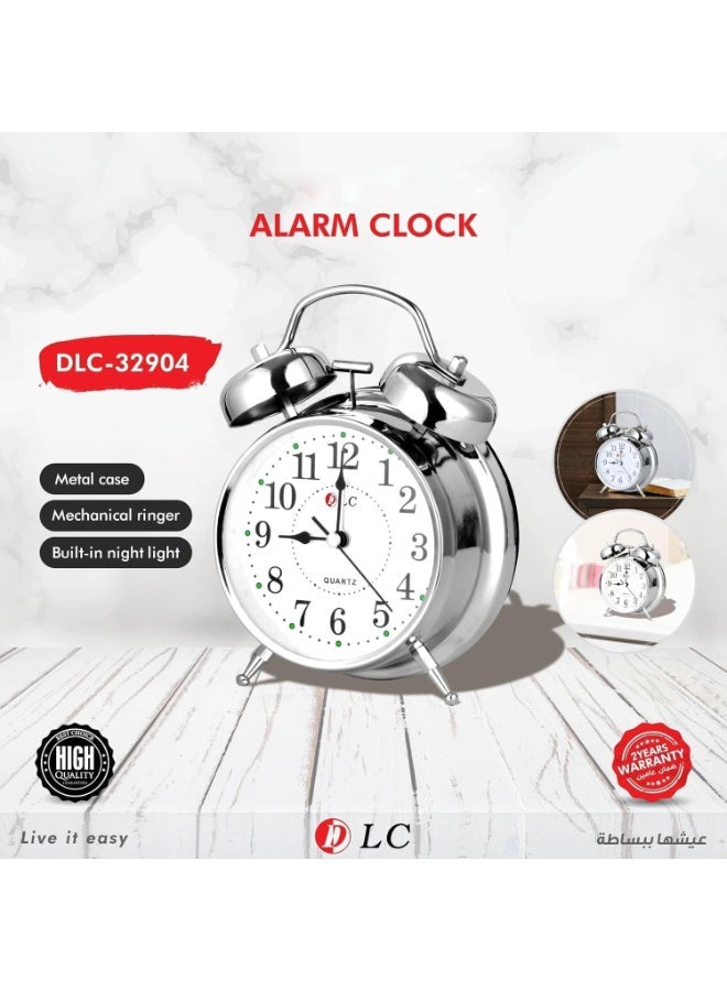 دي إل سي  منبه كلاسيكي معدني مع جرس ميكانيكي وإضاءة ليلية - Image 4