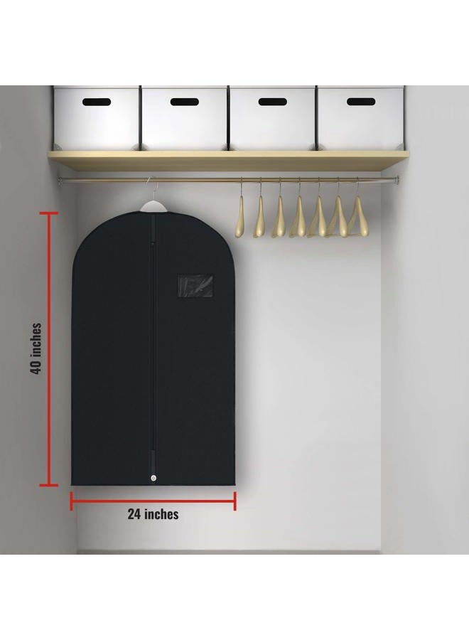 PLX Black Garment Bags for Hanging Clothes, Men Suit Bag for Travel and Clothing Storage of Women Dresses, Shirts, Fur Coats, Dance Costumes Suit Cover - Closet Storage Long Garment Bags w/Zipper - Image 4