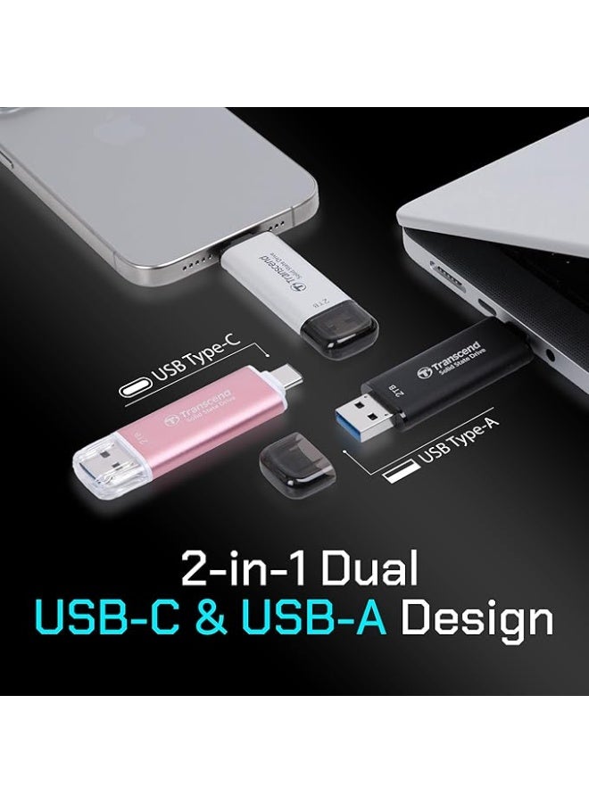 ترانسيند 11 Transcend 310C 1TB USB C & USB A External Portable SSD, Up to 1,050 MB/s, 5 Yr Warranty, Black, for iPhone 15 pro max, MacBook, Ipad, Laptop and Desktop TS1TESD310C - Image 5