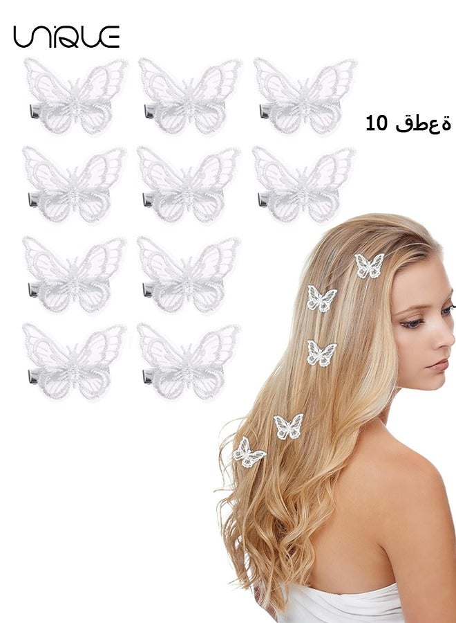 Unique 10PCS White Lace Butterfly Clips, Cute Hair Clips Embroidery Butterfly Hair Pins Alligator Clips Pins Butterfly Fairy Hair Accessories For Women Girls Cosplaying Wedding Party Favor Decoration - Image 1