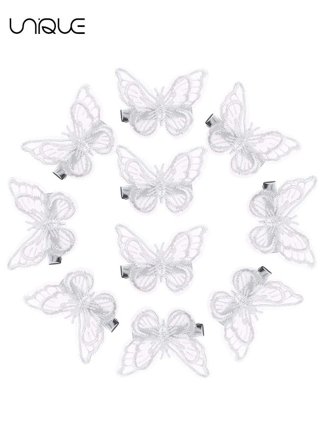 Unique 10PCS White Lace Butterfly Clips, Cute Hair Clips Embroidery Butterfly Hair Pins Alligator Clips Pins Butterfly Fairy Hair Accessories For Women Girls Cosplaying Wedding Party Favor Decoration - Image 3