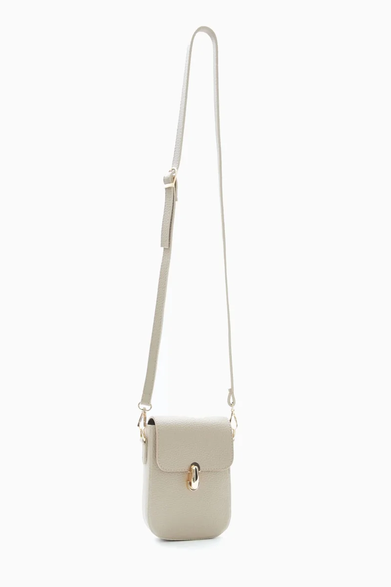 وي كرييت Compact Beige Pebbled Crossbody Bag by WECRE8