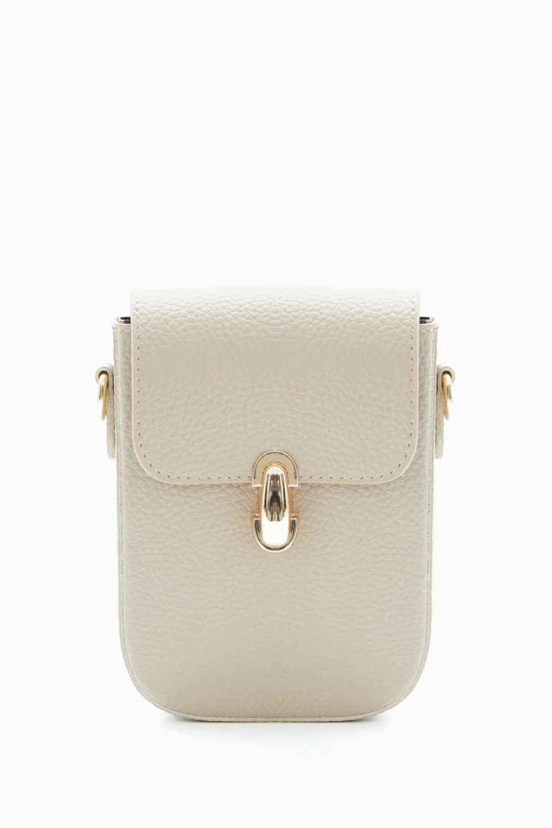 وي كرييت Compact Beige Pebbled Crossbody Bag by WECRE8