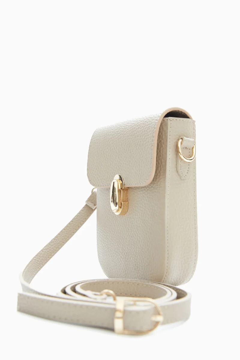 وي كرييت Compact Beige Pebbled Crossbody Bag by WECRE8